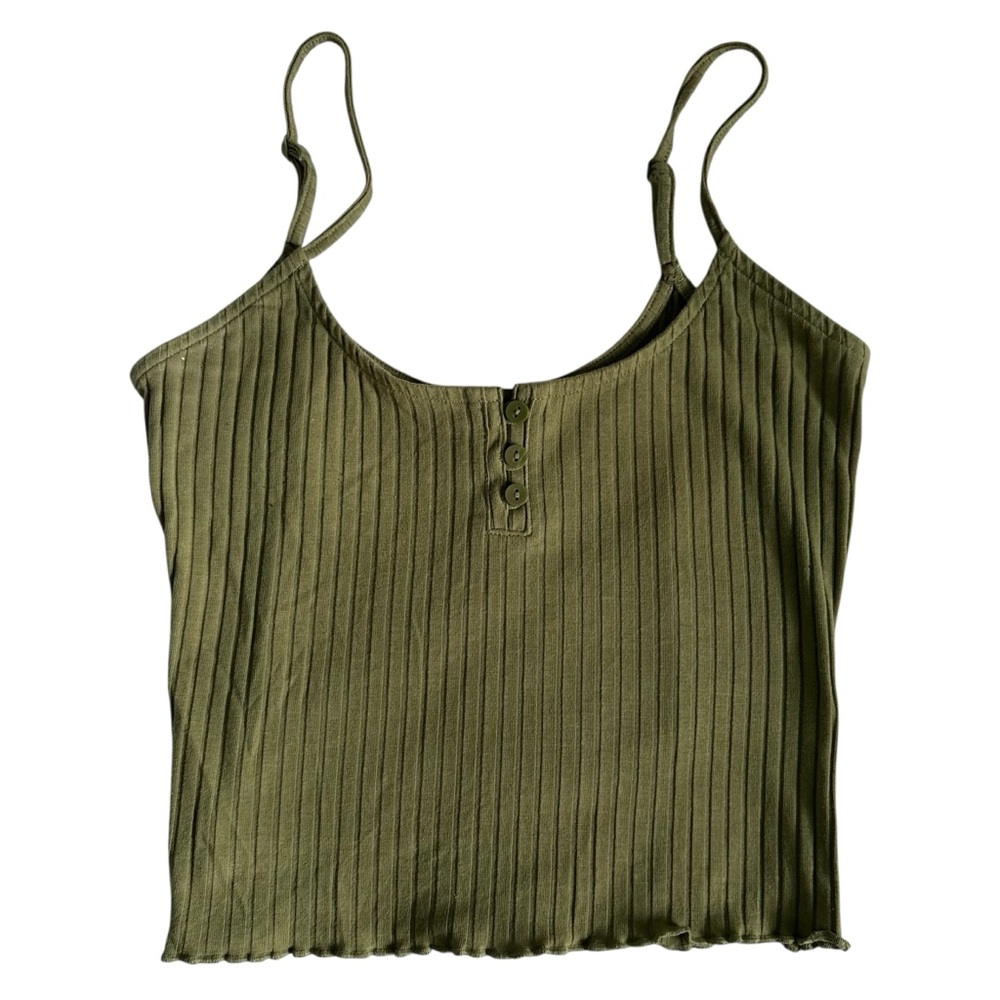 🌿 AE | Green Ribbed Crop tank